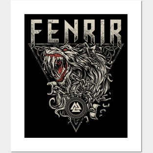 Norse Fenrir Wolf Ragnarok Viking Mythology Valknut Posters and Art